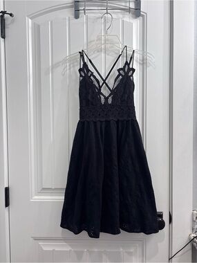 Hummingbird Black Eyelet Lace Dress with Crisscross Straps